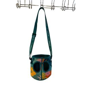 Hydro Jug crossbody strap teal flowers‎